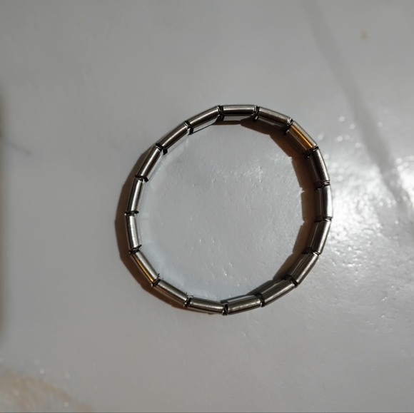 Italian Silver Stainless Steel Link Stretch Bracelet - Picture 1 of 4